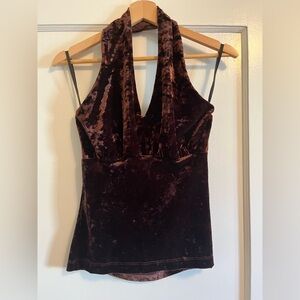 ❤️Vintage Y2K Velvet Halter Top burgundy